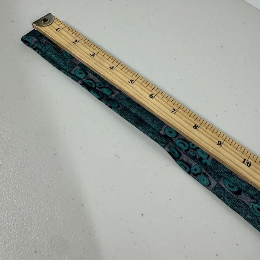 LEO Chevalier Silk Tie Teal Geometric Pattern Made in Canada Career Office Wear